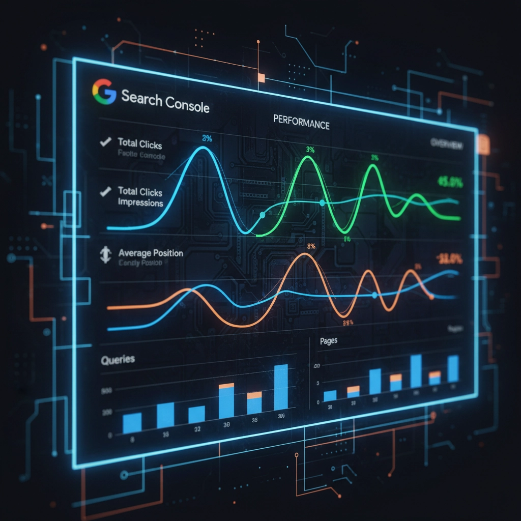 tableau de bord Google Search Console analyse trafic organique capixel